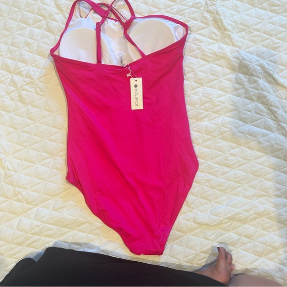 Holipick One Shoulder Tummy control Swimsuit-pink Size L - Picture 7 of 7
